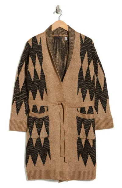 T Tahari Long Sleeve Pattern Sweater In Brown