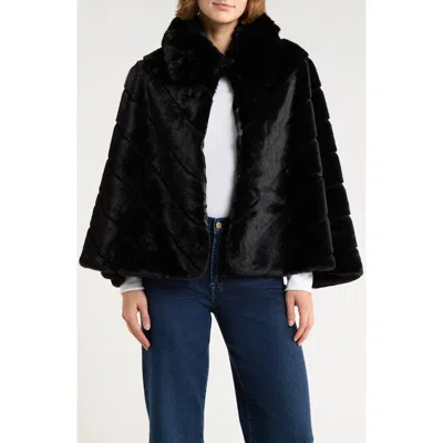 Bcbg Faux Fur Cape In Black