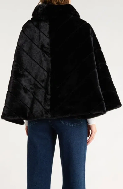 Bcbg Faux Fur Cape In Black
