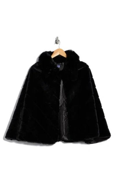 Bcbg Faux Fur Cape In Black