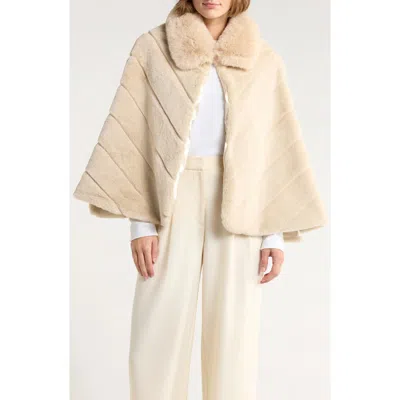 Bcbg Faux Fur Cape In Brown