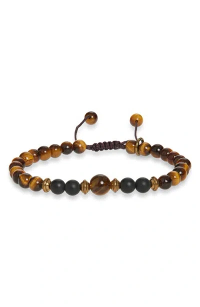 Caputo & Co Mantra Semiprecious Stone Bracelet In Brown