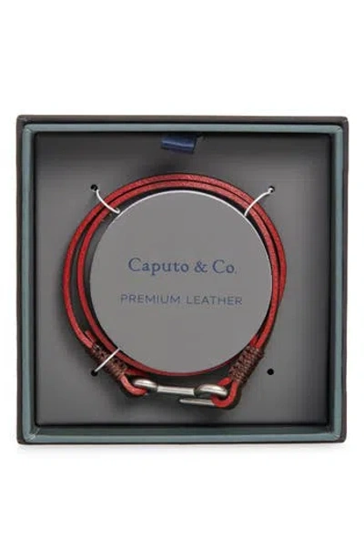 Caputo & Co . Utility Hook Leather Bracelet In Red
