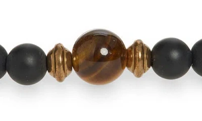 Caputo & Co Mantra Semiprecious Stone Bracelet In Brown