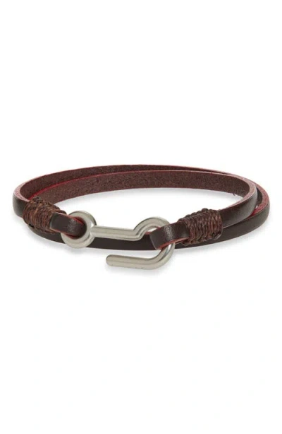 Caputo & Co . Utility Hook Leather Bracelet In Red