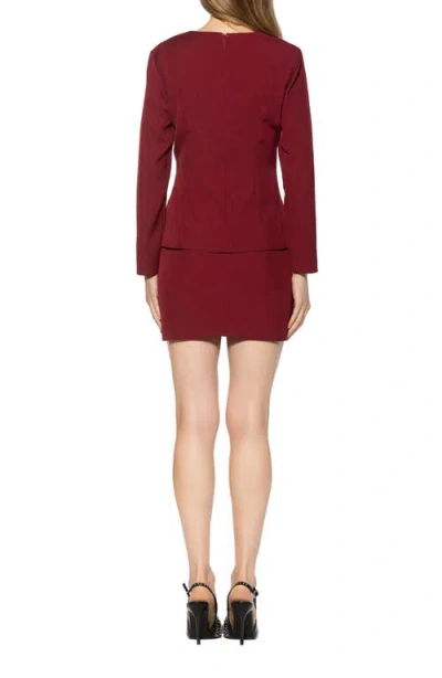 Alexia Admor Rami Square Neck Long Sleeve Minidress In Burgundy