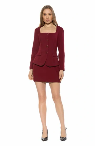 Alexia Admor Rami Square Neck Long Sleeve Minidress In Burgundy