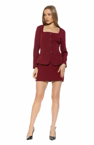 Alexia Admor Rami Square Neck Long Sleeve Minidress In Burgundy