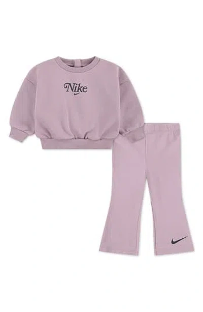 Nike Crewneck Sweatshirt & Flared Leggings Set In Purple