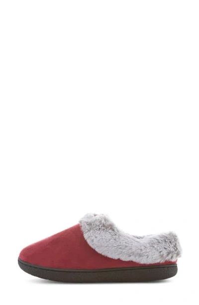Floopi Slipper With Faux Fur Trim In Burgundy