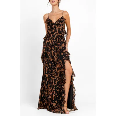 Beivy Chiffon Ruffle Maxi Dress In Multi