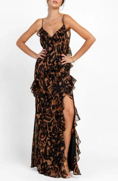 Beivy Chiffon Ruffle Maxi Dress In Multi