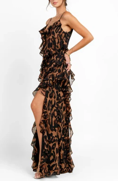 Beivy Chiffon Ruffle Maxi Dress In Multi