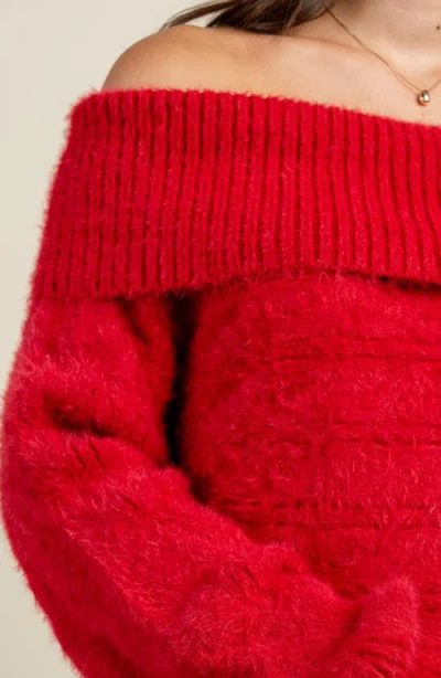 Beivy Oversize Off The Shoulder Sweater In Red