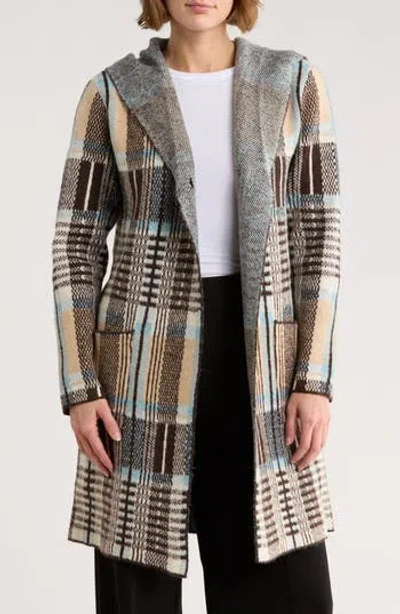 Love Token Plaid Cardigan In Brown