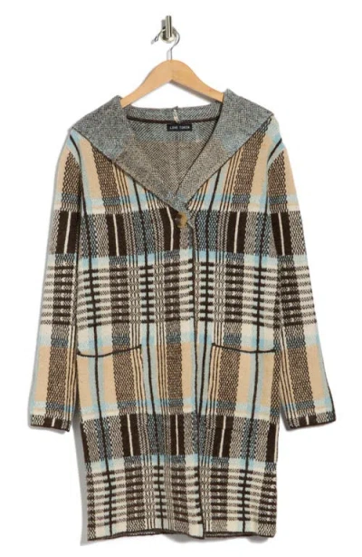 Love Token Plaid Cardigan In Brown