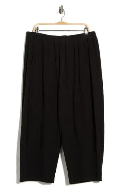 Max Studio Corduroy Knit Crop Barrel Leg Pants In Black