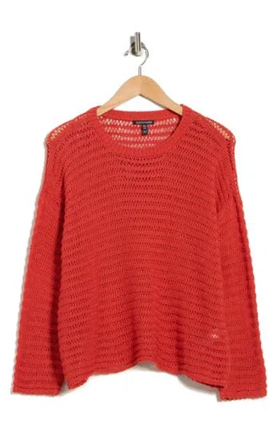 Eileen Fisher Crewneck Oversize Organic Cotton Sweater In Red