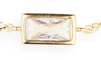 Argento Vivo Cubic Zirconia Line Singapore Chain Bracelet In Gold