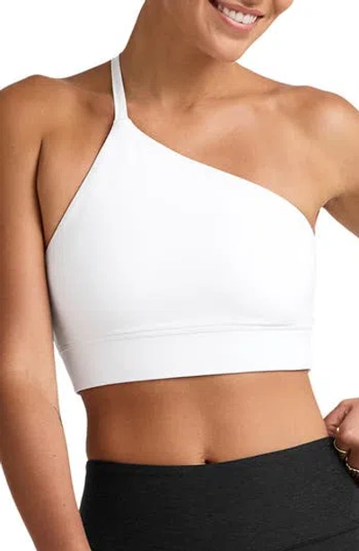 Beyond Yoga Space Dye One Shoulder Longline Sports Bra In White