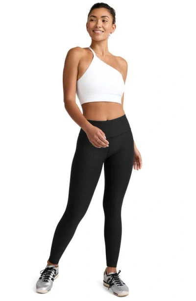 Beyond Yoga Space Dye One Shoulder Longline Sports Bra In White