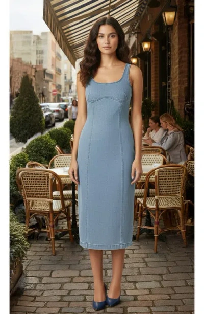 Bebe The Slim Denim Midi Dress In Blue