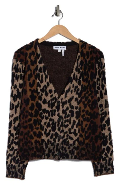 Dkny Jeans V-neck Leopard Cardigan In Multi
