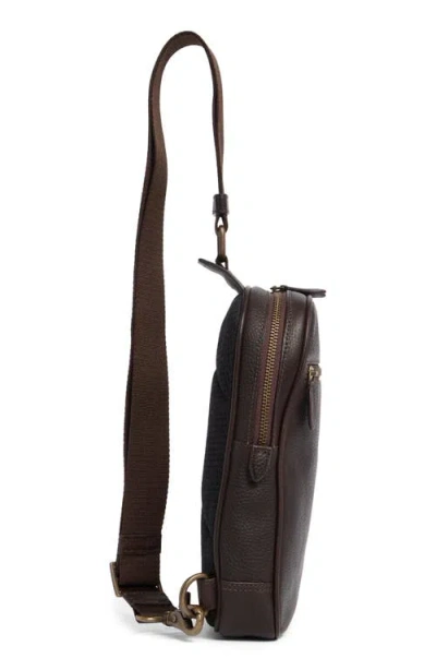 Johnston & Murphy Pebbled Leather Sling Bag In Brown