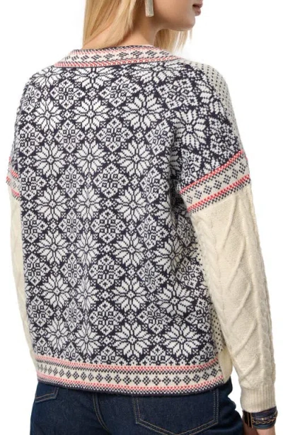 Saachi Fair Isle Mixed Zip Cardigan In White