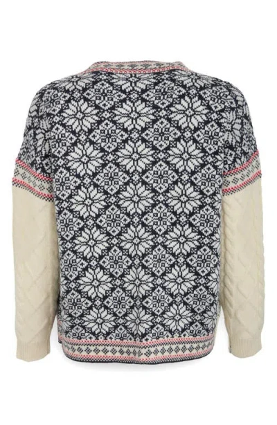 Saachi Fair Isle Mixed Zip Cardigan In White