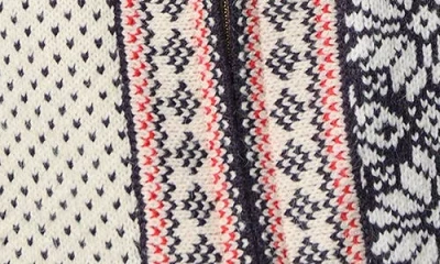 Saachi Fair Isle Mixed Zip Cardigan In White
