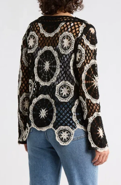 Forgotten Grace Circle Open Knit Sweater In Multi
