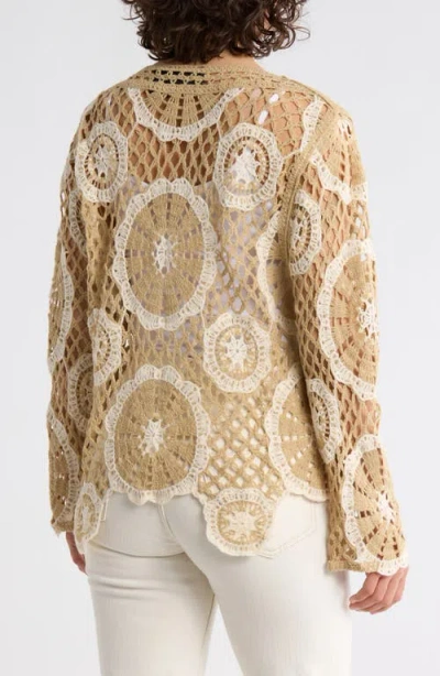 Forgotten Grace Circle Open Knit Sweater In Neutral