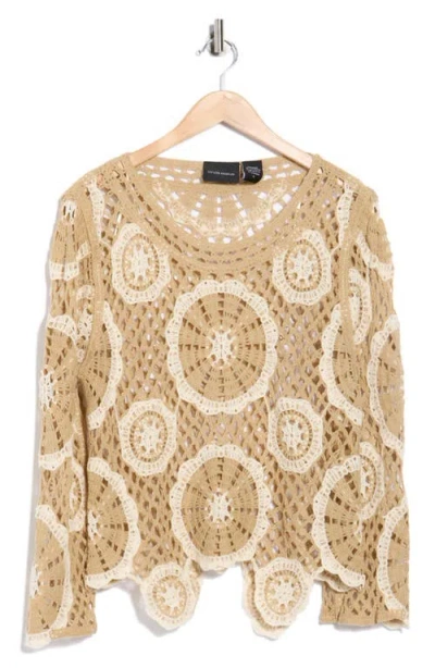 Forgotten Grace Circle Open Knit Sweater In Neutral