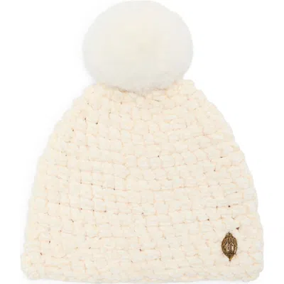 Kurt Geiger London Chunky Chenille Knit Beanie In Brown