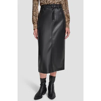 Dkny Jeans Faux Leather Midi Skirt In Black