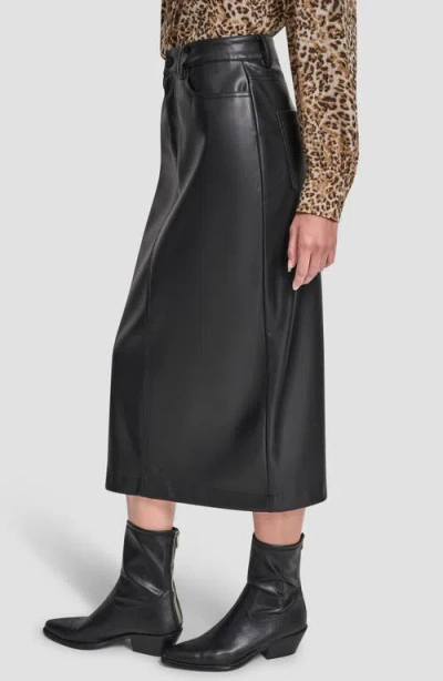 Dkny Jeans Faux Leather Midi Skirt In Black