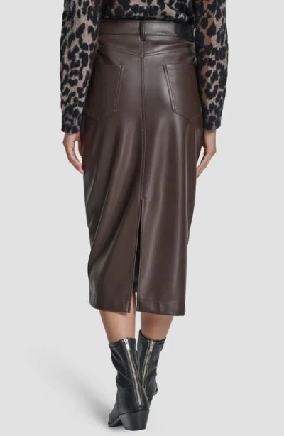 Dkny Jeans Faux Leather Midi Skirt In Brown