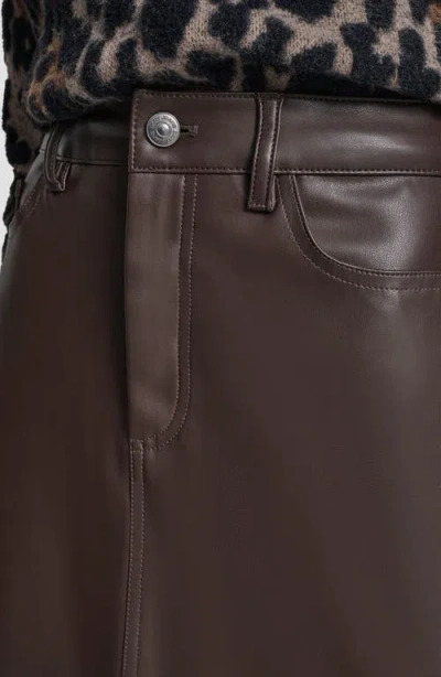 Dkny Jeans Faux Leather Midi Skirt In Brown