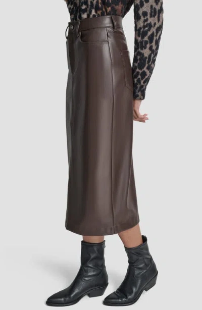 Dkny Jeans Faux Leather Midi Skirt In Brown