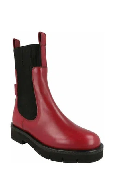 Ferragamo Rook Leather Chelsea Boot In Red