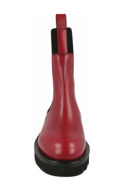 Ferragamo Rook Leather Chelsea Boot In Red