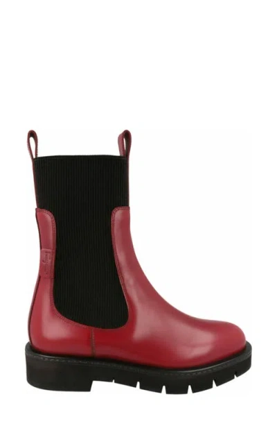 Ferragamo Rook Leather Chelsea Boot In Red
