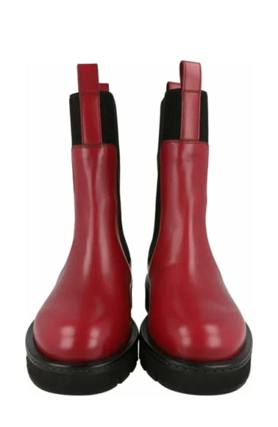 Ferragamo Rook Leather Chelsea Boot In Red
