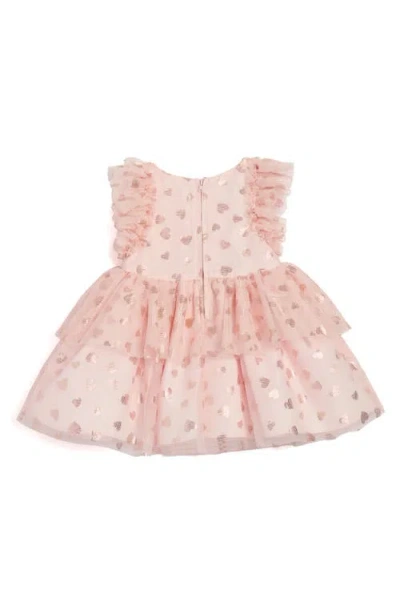 Pippa & Julie Heart Print Ruffle Dress & Bloomers In Pink