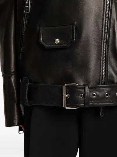 Khaite Hansel Belted Leather Jacket In Black