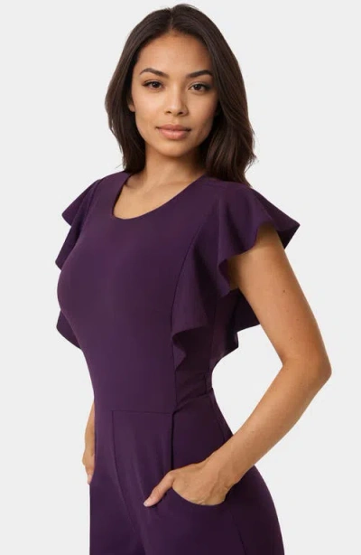 Bebe Ruffle Scuba Jumpsuit In Multi