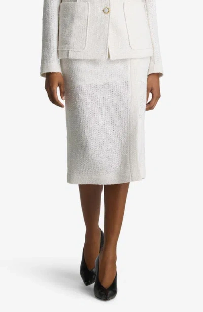 St John St. John Open Weave Tweed Skirt In White