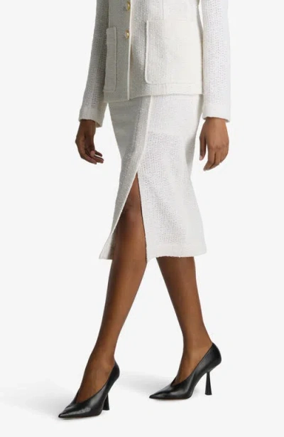 St John St. John Open Weave Tweed Skirt In White