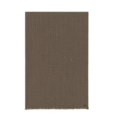 Saint Laurent Large Scarf In Vichy Wool Twill In Brown